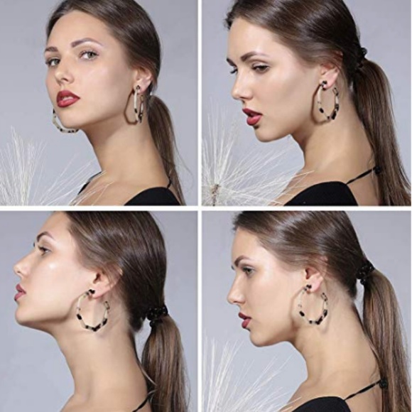 New Baublebar Blue Marble big Hoop resin earrings - Picture 6 of 8